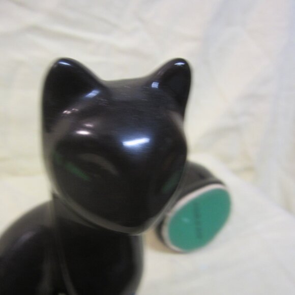 VTG CERAMIC BLACK CATS W/GREEN HANDPAINTED EYES, ELEGANT CATS price is each - Picture 8 of 9